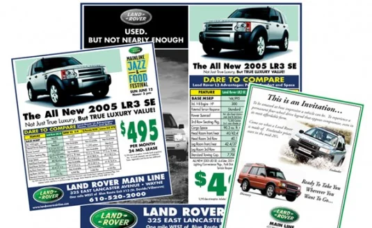 Land Rover Main Line print ads and an invitation for the all-new 2005 LR3
